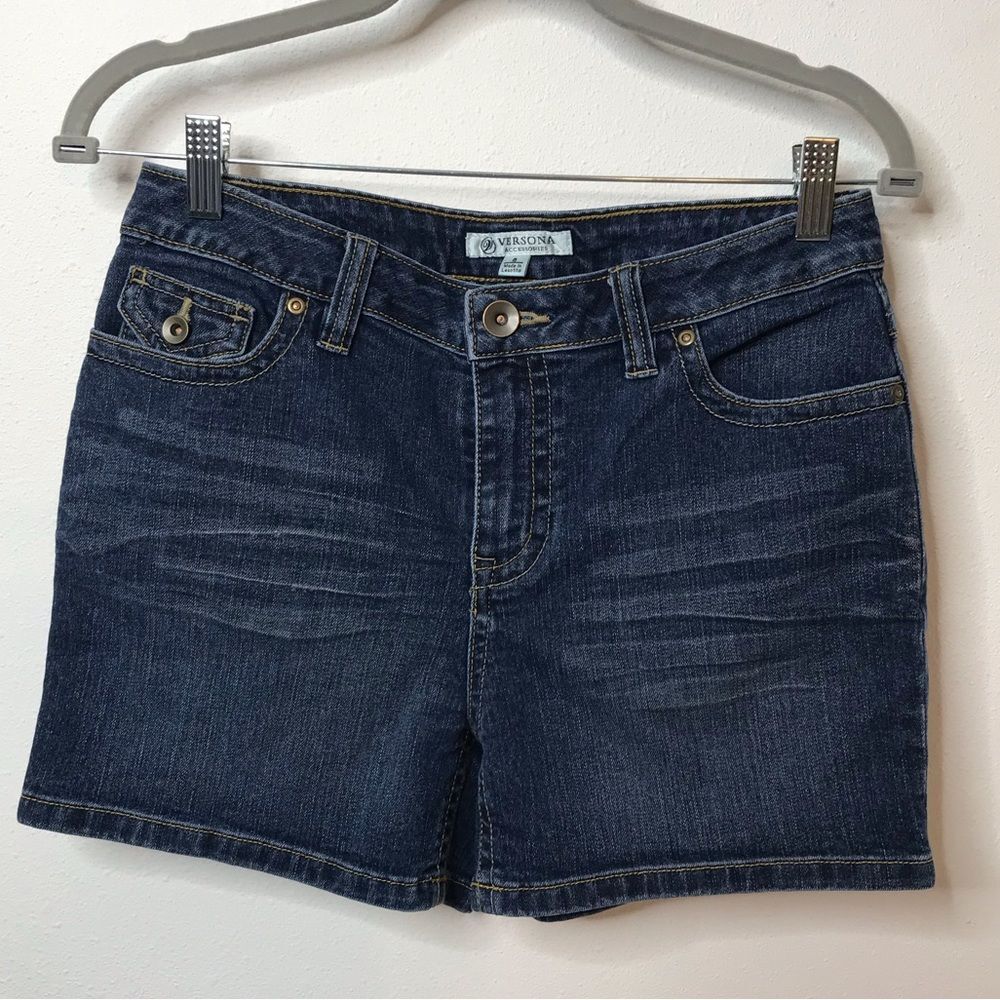Versona Accesories Denim Jean Shorts Flap Pocket Stitching Size 6